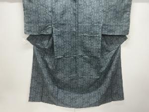 未使用品　抽象草花模様織出し十日町紬着物